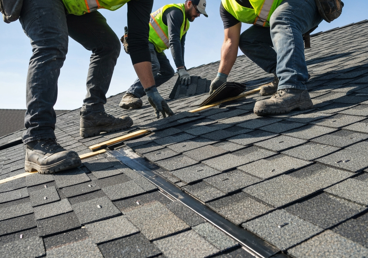Professional roofing installation by Copper Ridge Exteriors crew