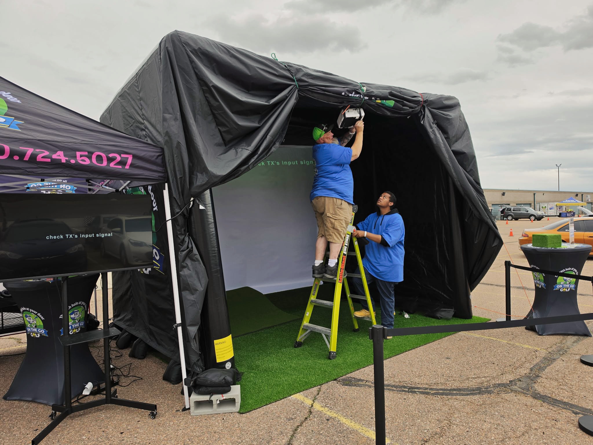 Setting up the tent