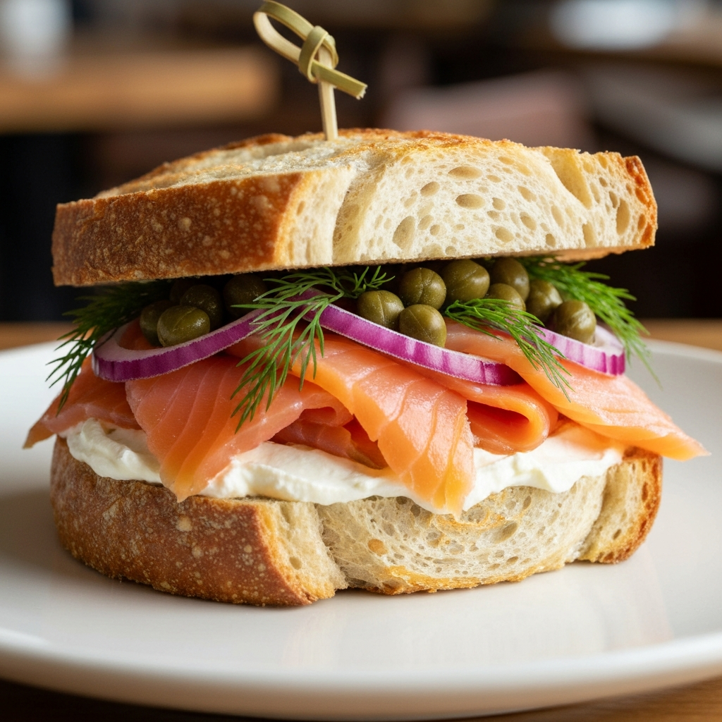 Smoked Salmon - Freshly baked sandwiches at Ganash Bakery