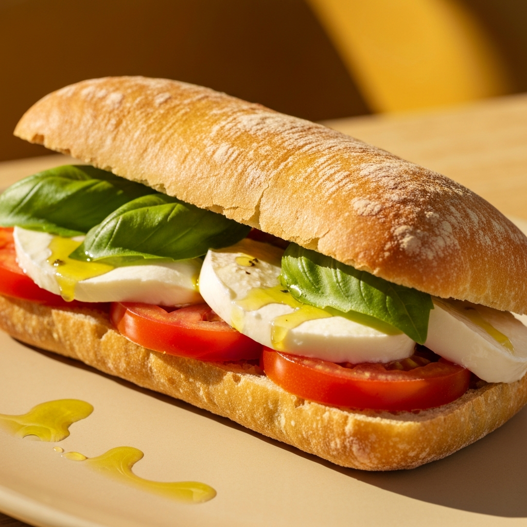 Mozza & Basil - Freshly baked sandwiches at Ganash Bakery