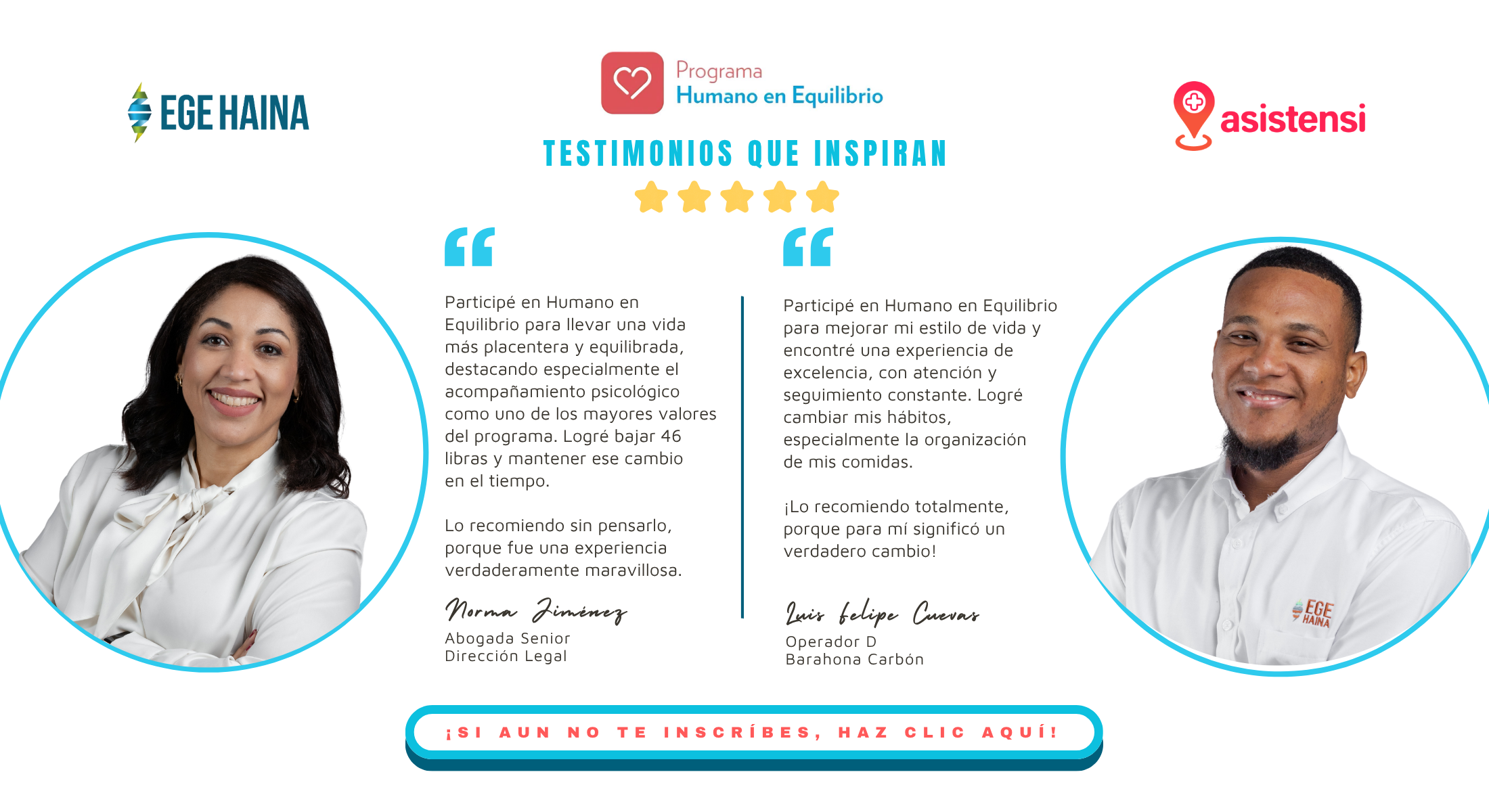 Haz clic para ver la imagen en tamaño completo Testimonios Norma Jiménez y Luis Felipe Cuevas - asistensi