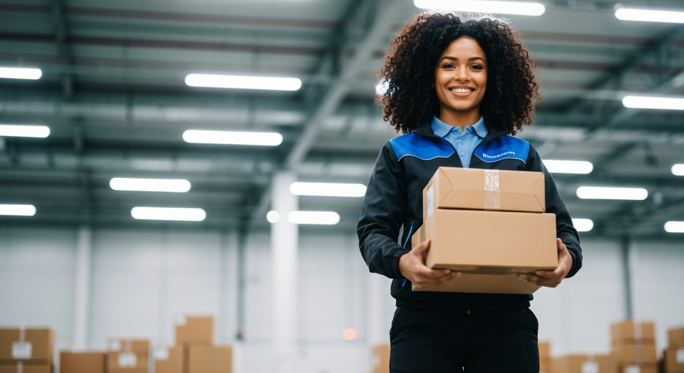Professional woman delivery driver