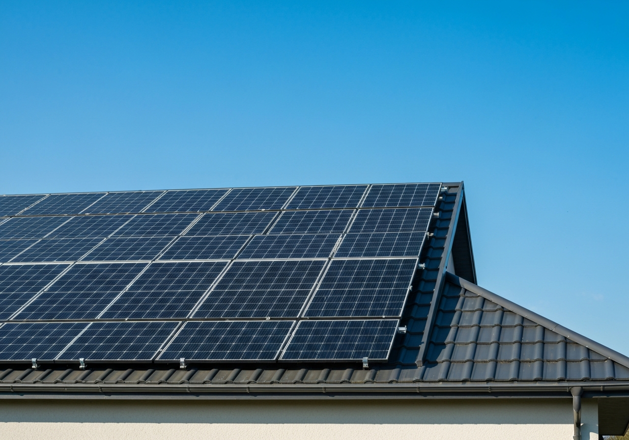 Zonnepanelen geplaatst op een dak van een woning in de regio Valthermond