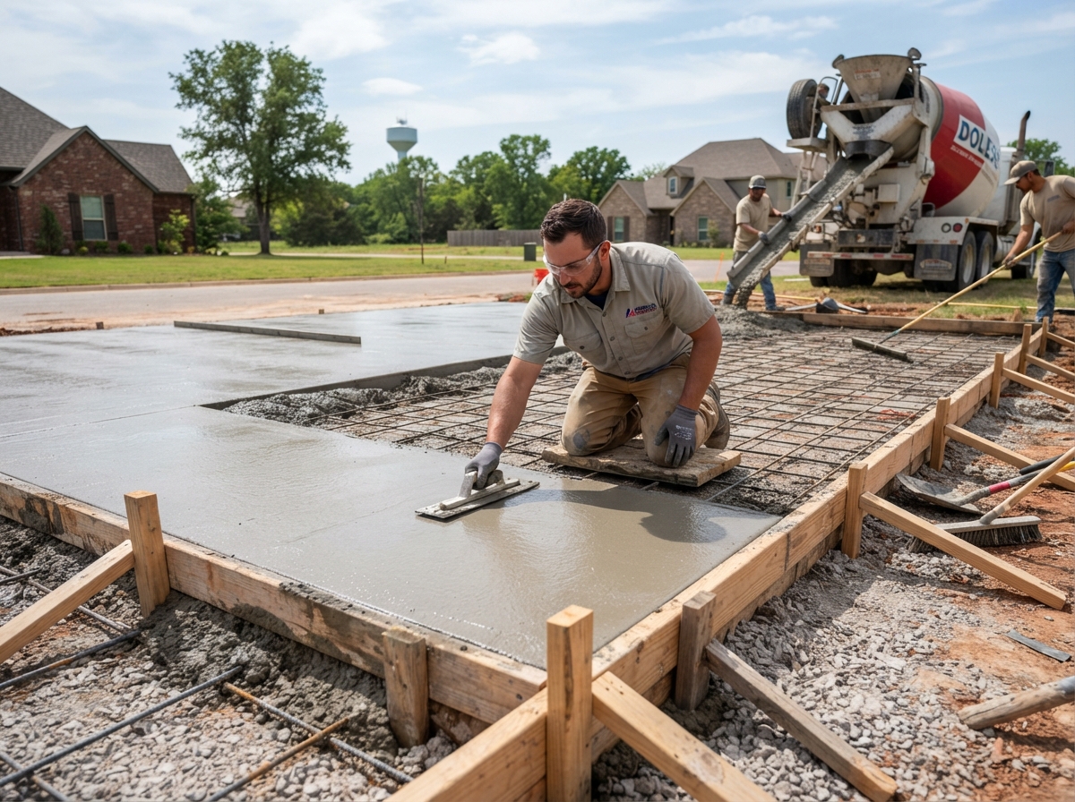 Concrete driveway pouring and finishing by Landrun 1889