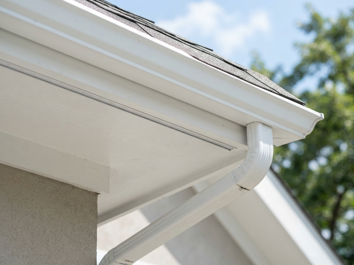 Close-up of permanent lighting track mounted discreetly under soffit
