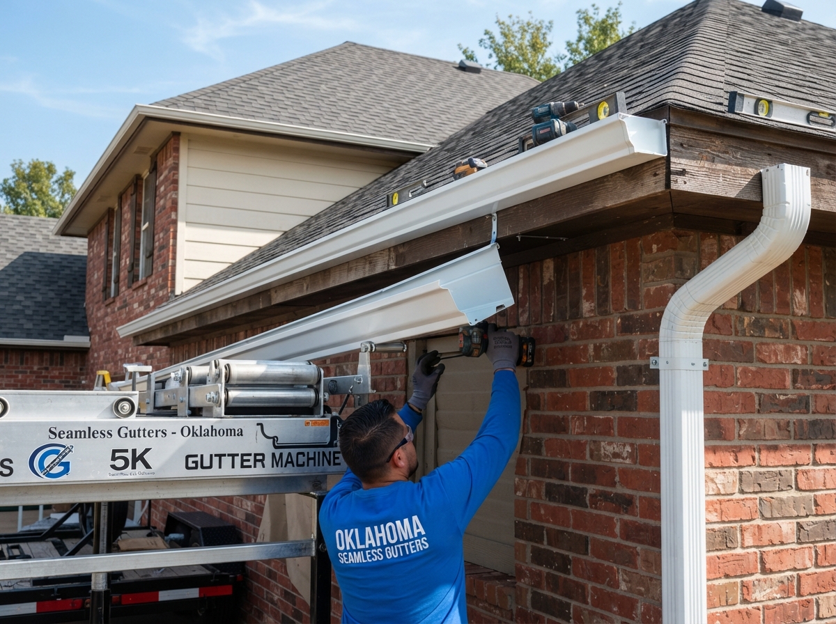Seamless aluminum gutter installation by Landrun 1889