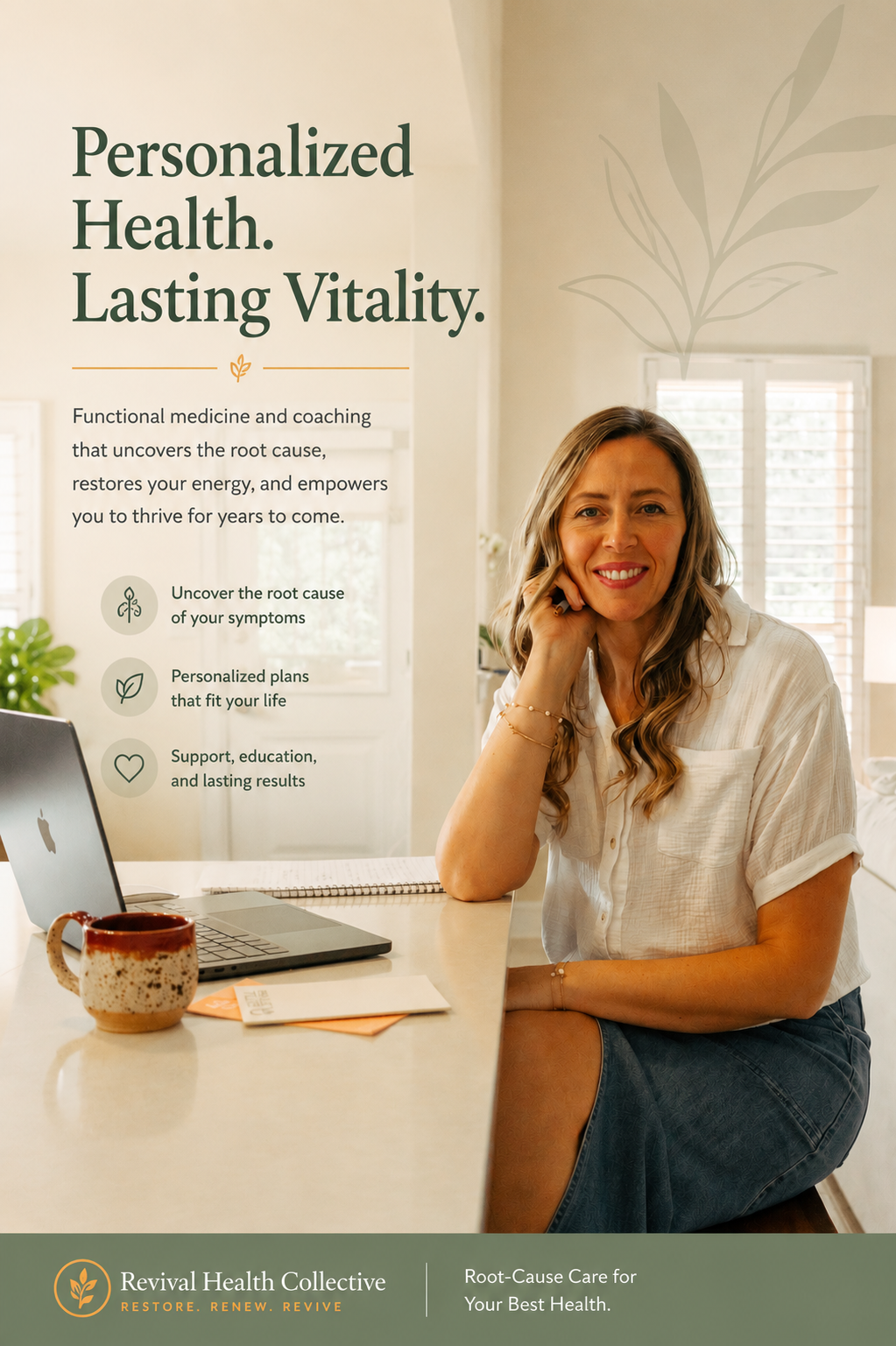 Personalized Health. Lasting Vitality. Functional medicine and coaching that uncovers the root cause, restores your energy, and empowers you to thrive for years to come.