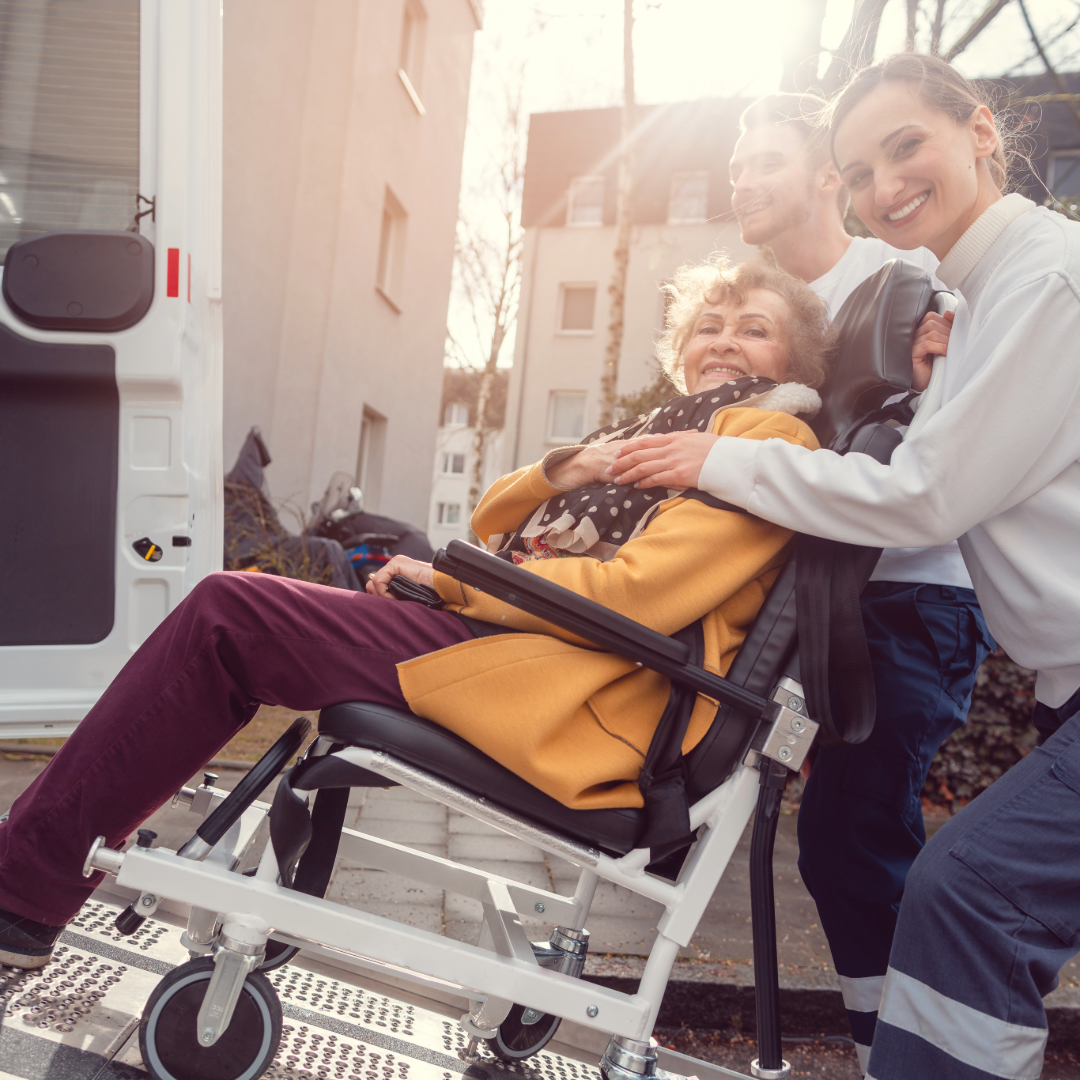 Caregiver helping senior