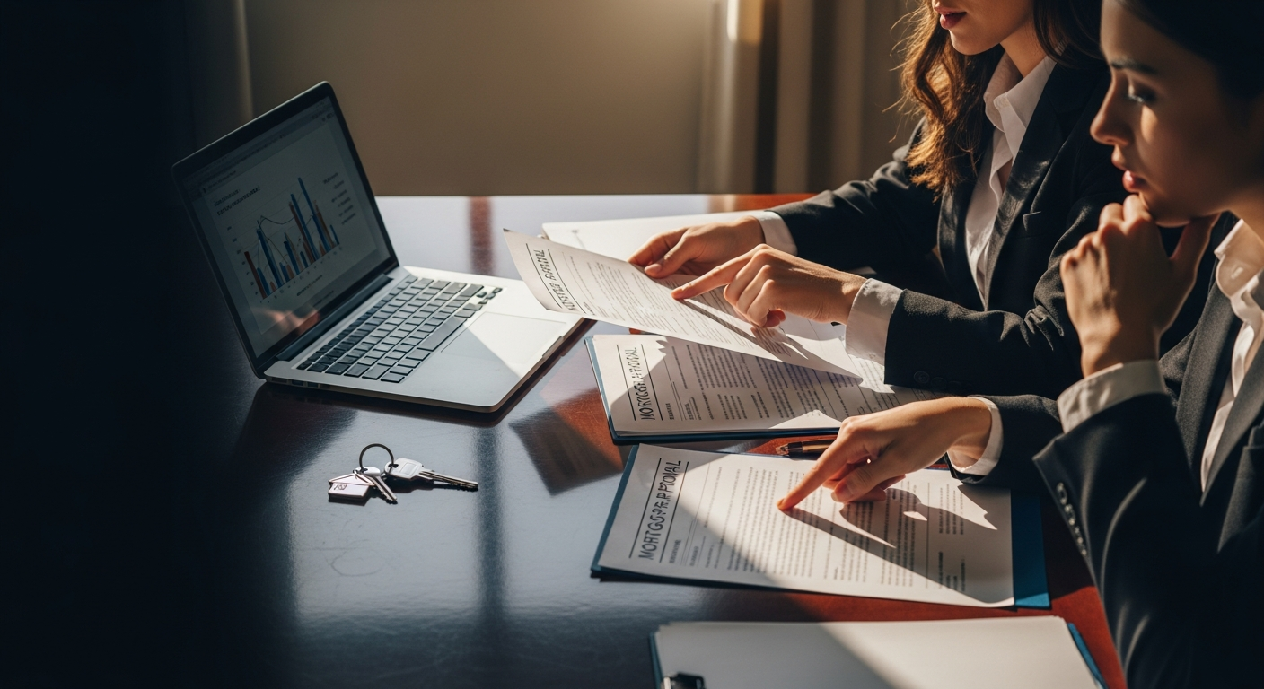 Buyers reviewing mortgage documents