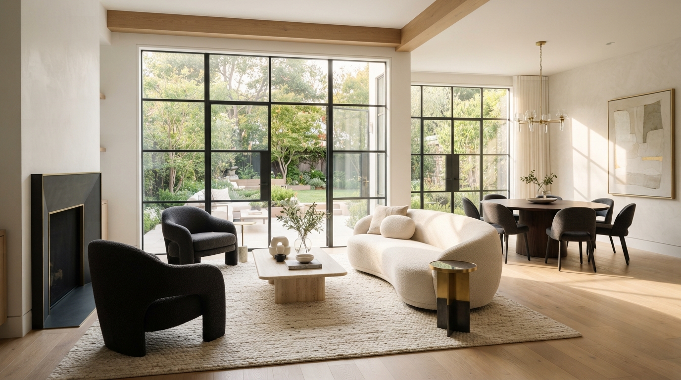 Luxury home interior with warm natural light