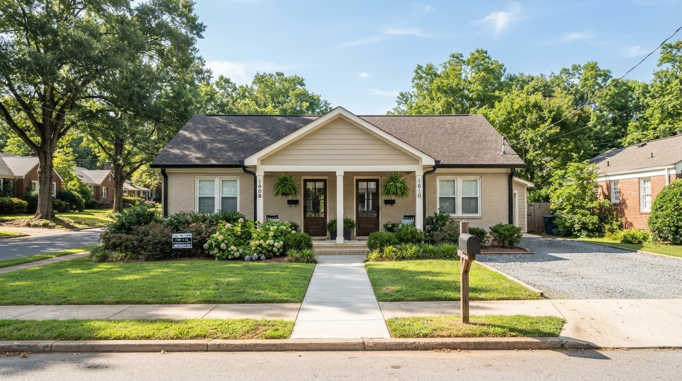 A Charlotte NC rental property with a tidy exterior representing an investment home sale
