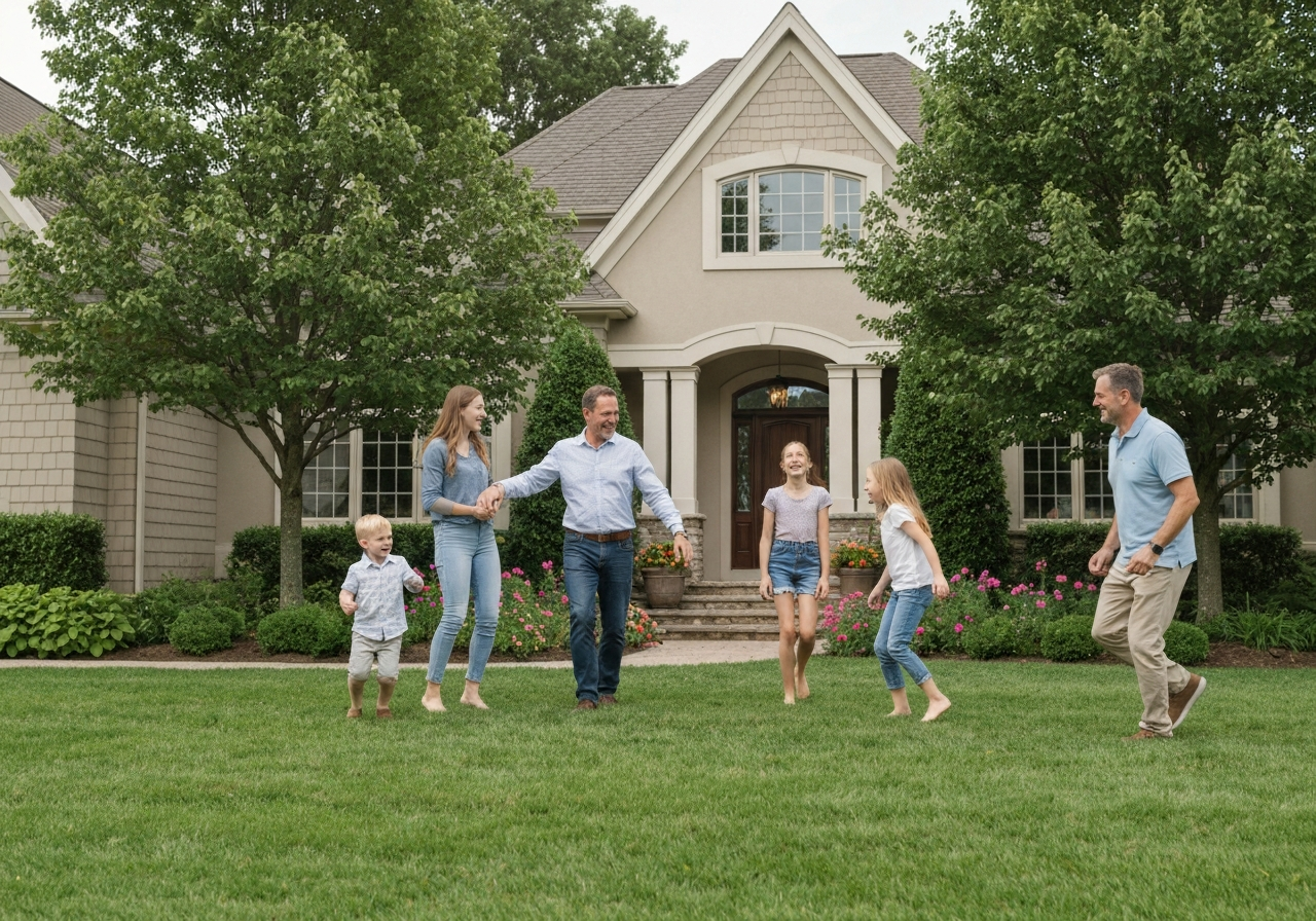 Family playing outside