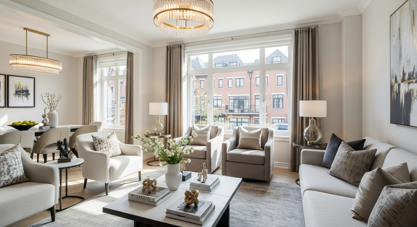 Luxury home interior prepared for listing
