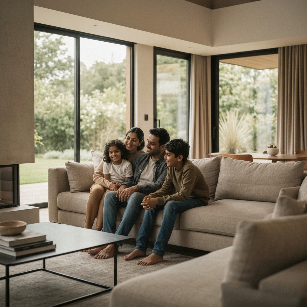 Family in living room