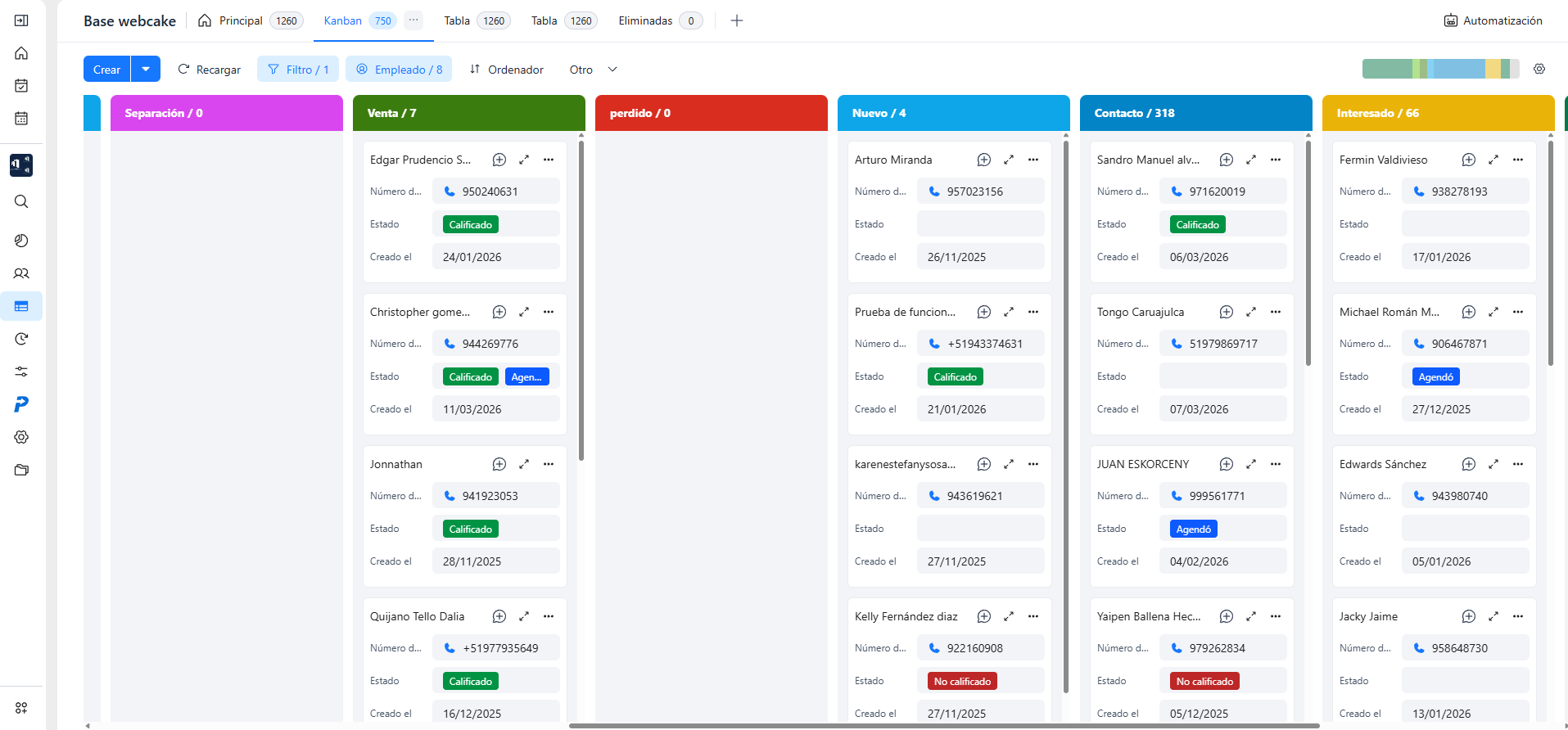 Evidencia CRM de ventas