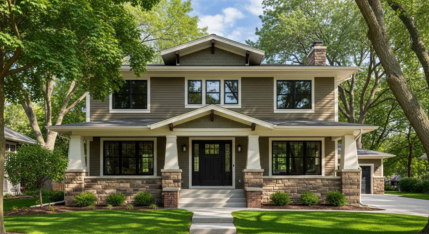 Beautiful traditional craftsman home with new windows and doors