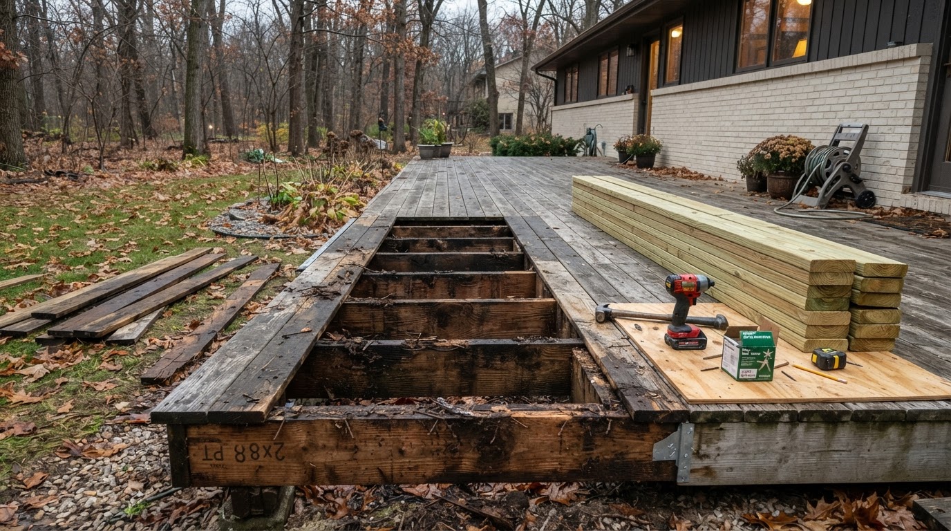 Deck repair and board replacement by Ward Exterior Works