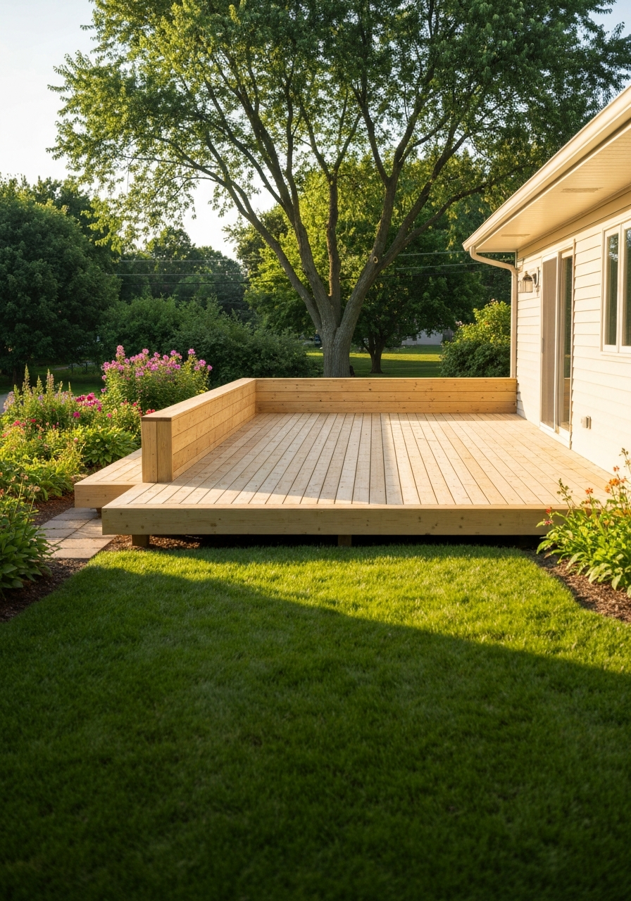 Freshly completed custom wood deck
