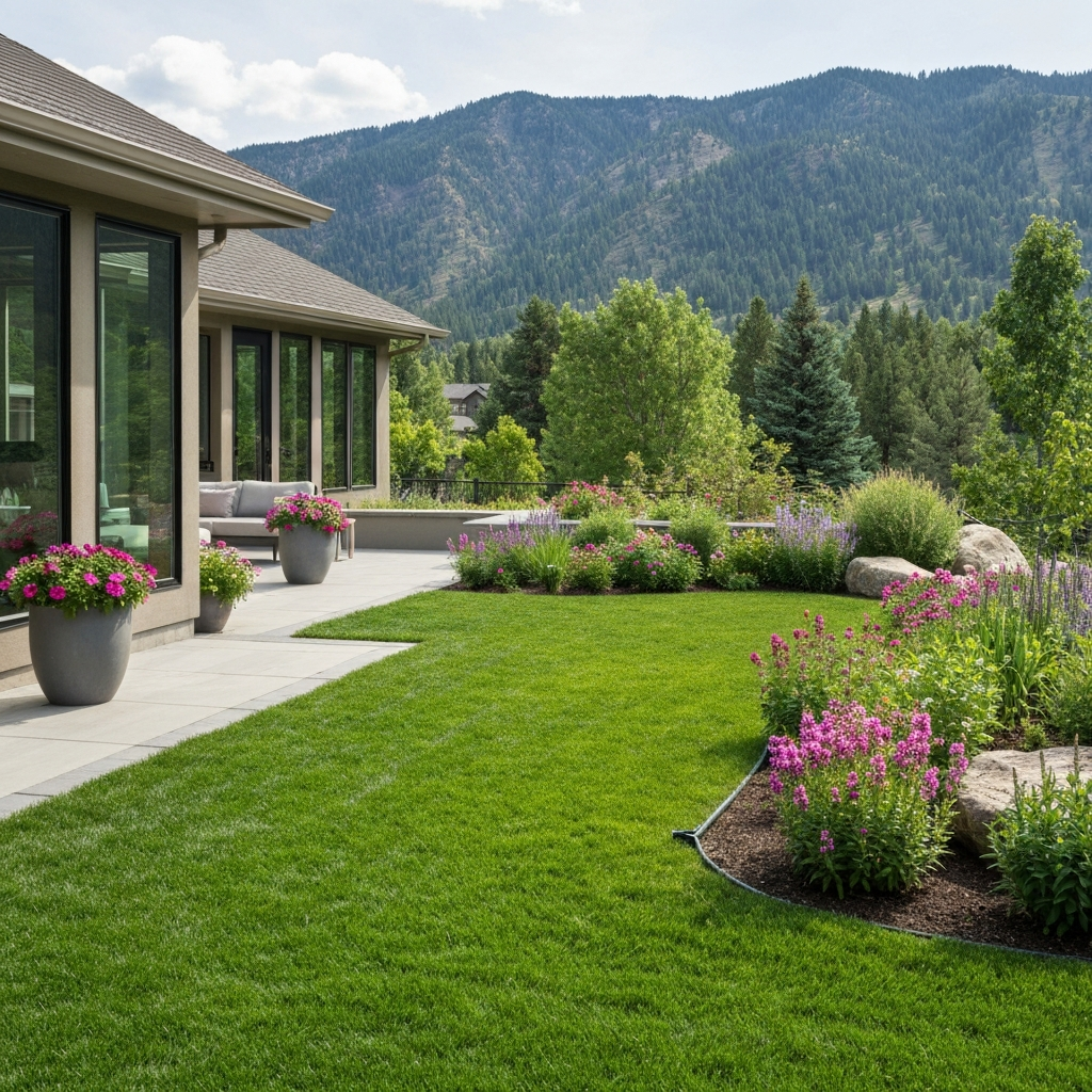 Landscape patio with irrigation