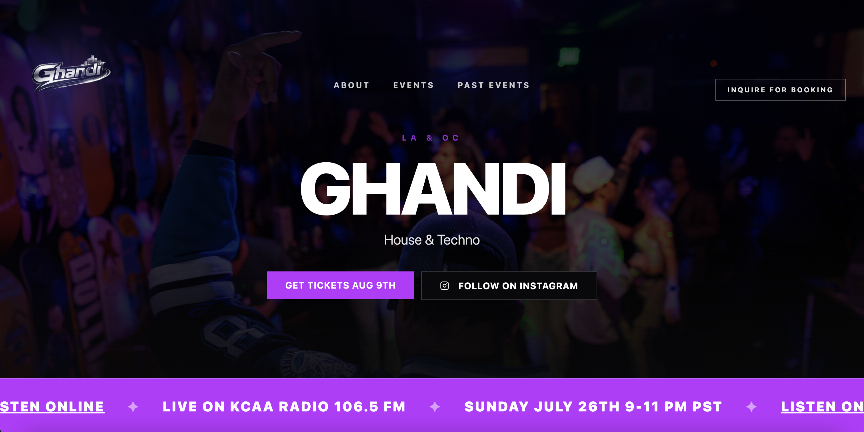 Artist / DJ one-page site