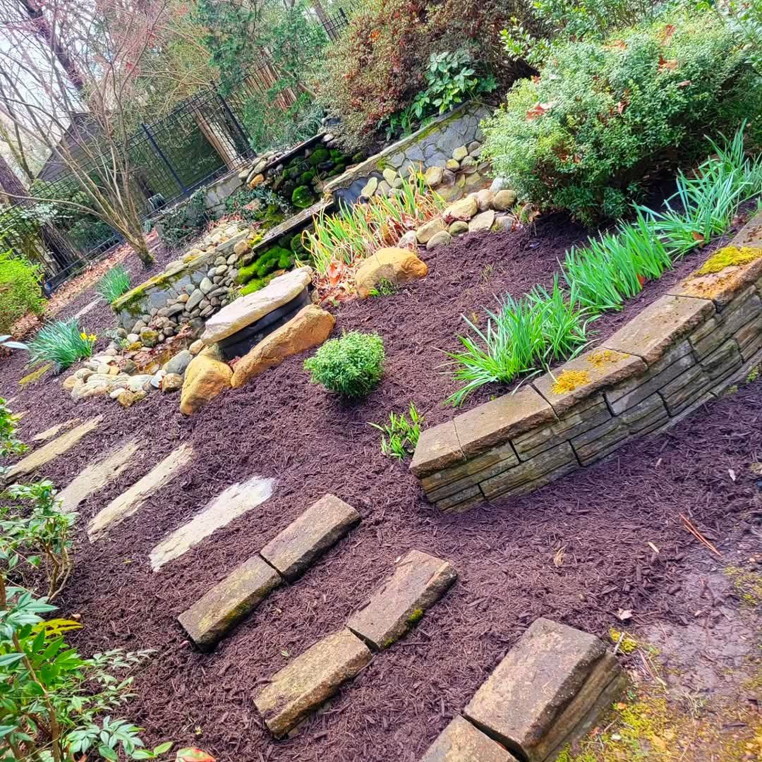 Stone steps & retaining wall