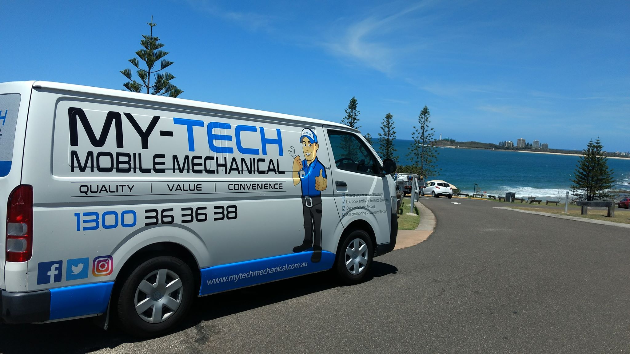 My-Tech mobile mechanic van servicing a car on the Gold Coast