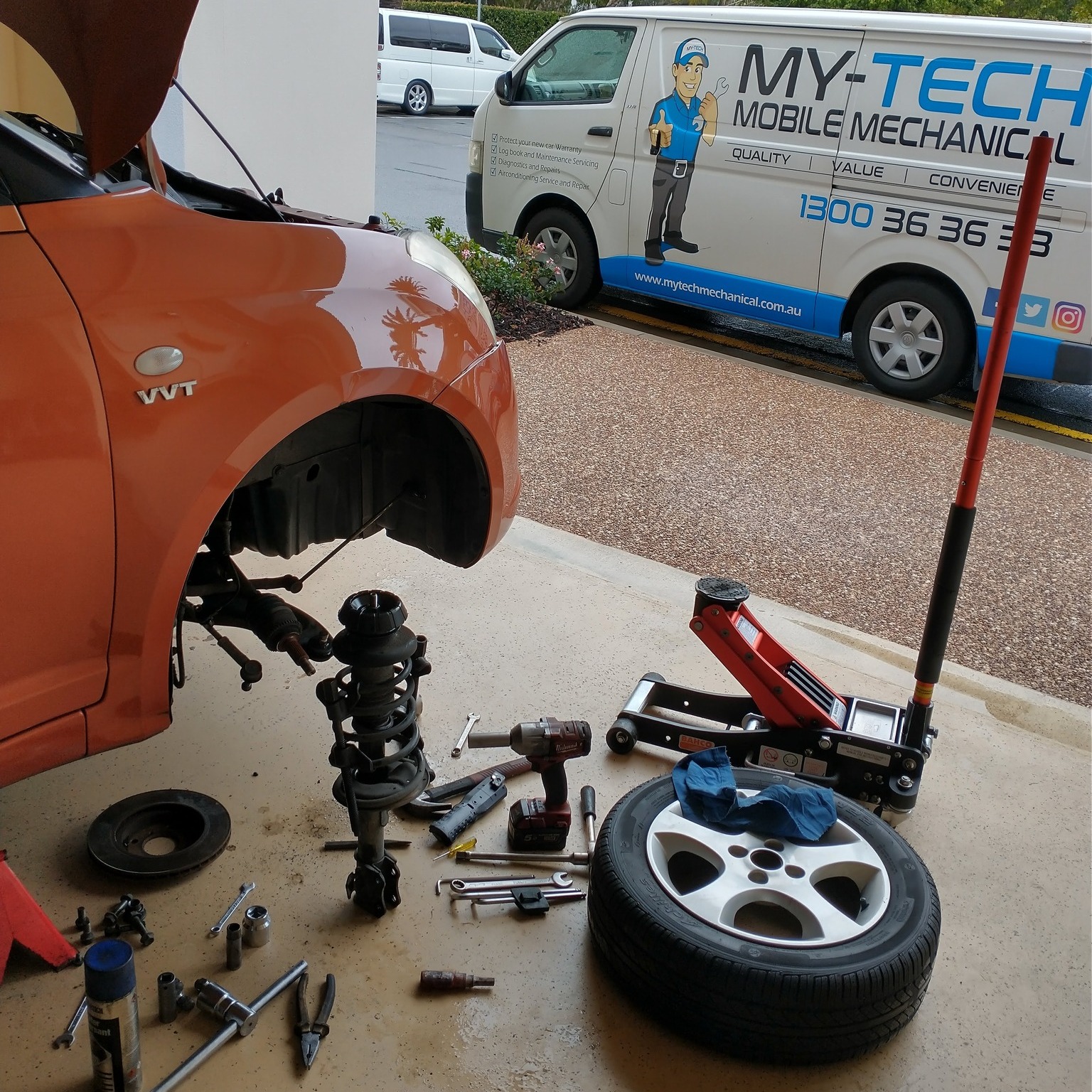 My-Tech Mobile Mechanic performing brake and suspension repairs