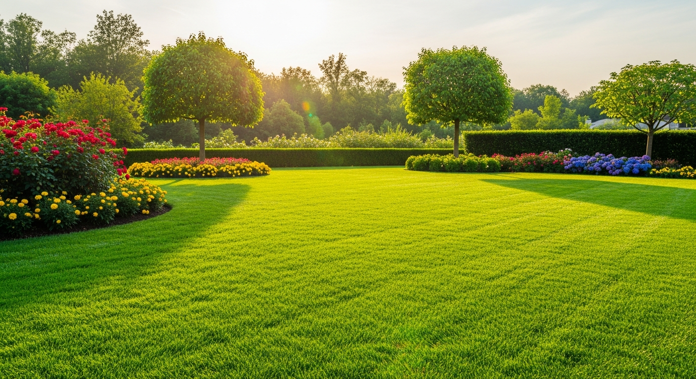 Freshly bright green lawn
