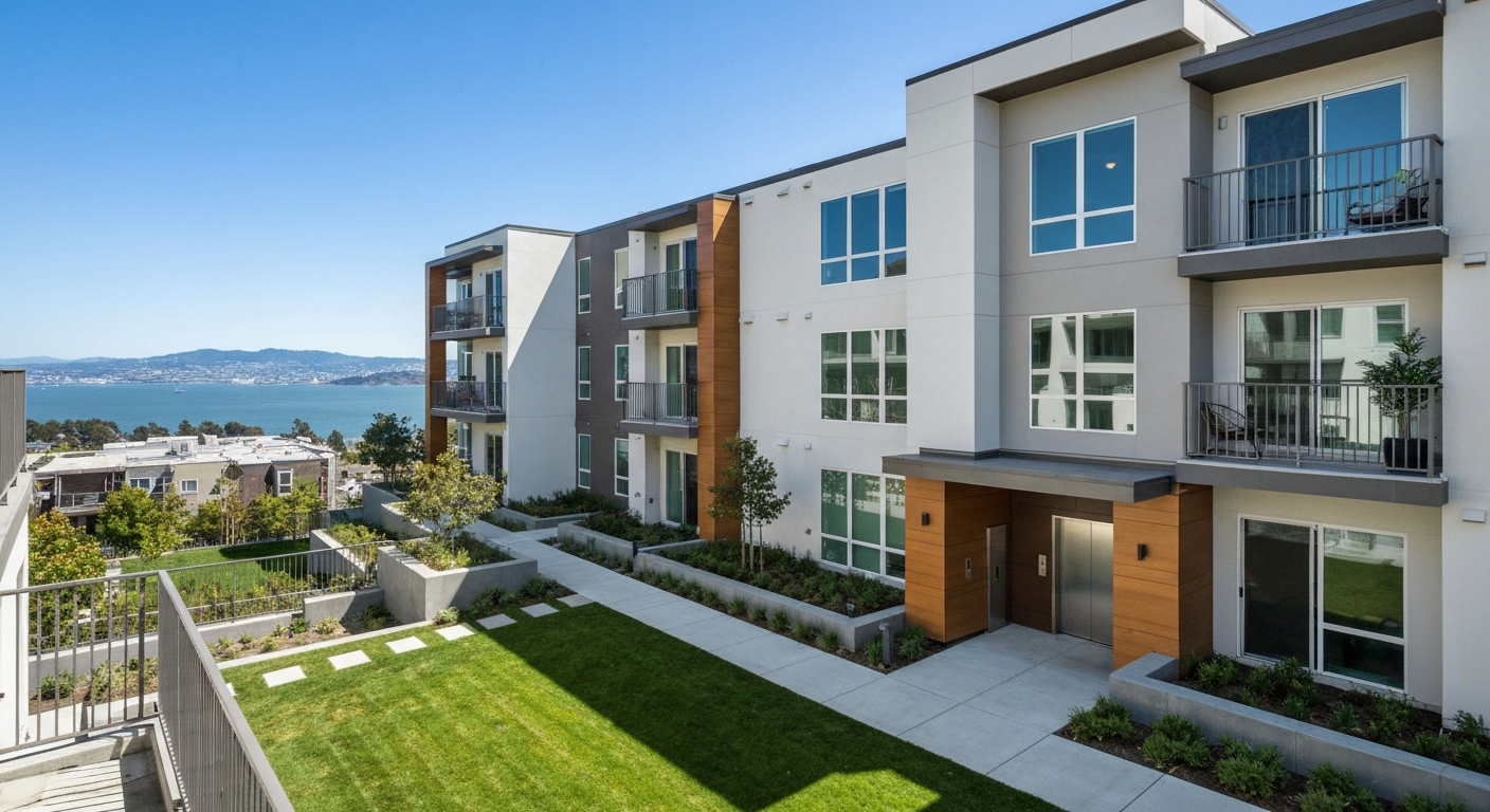 Modern apartment community exterior