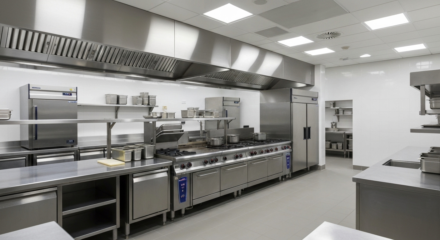 Clean commercial restaurant kitchen