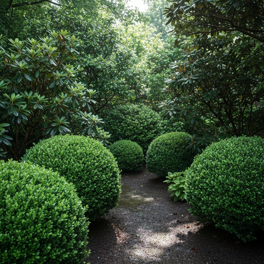 Dense shaded landscaping