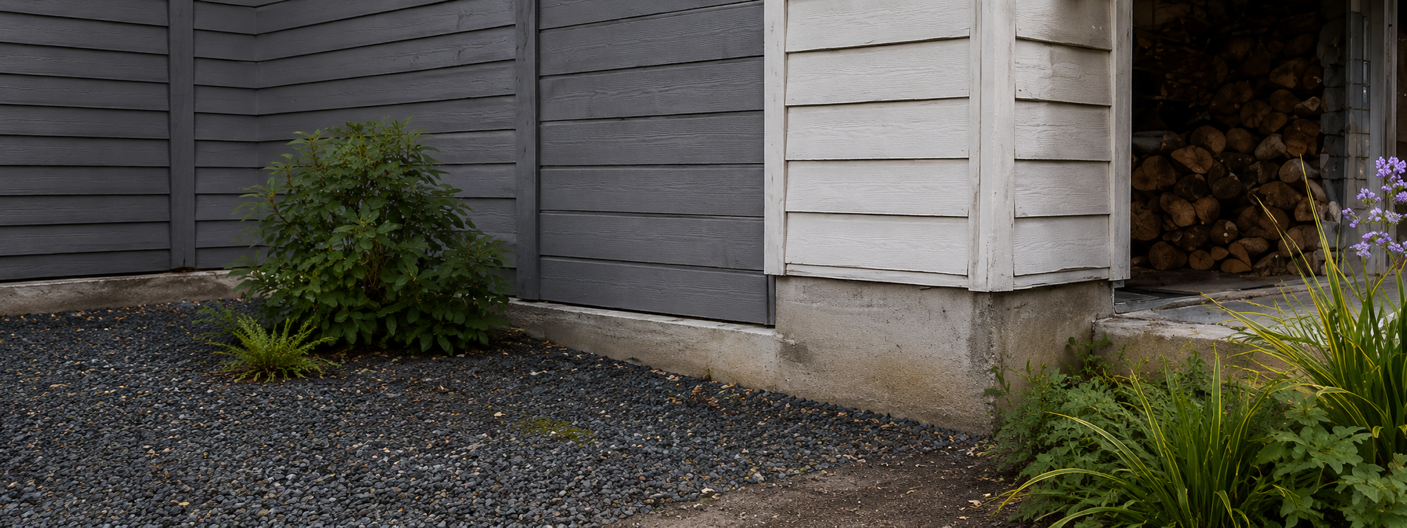 Foundation and garage corner