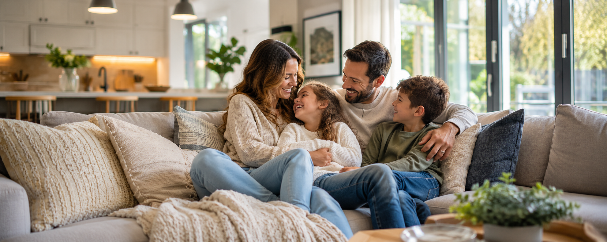 Family relaxing at home
