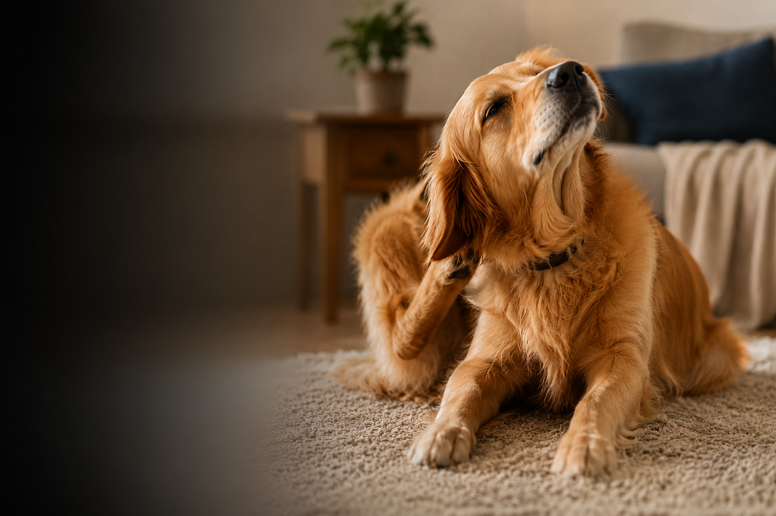 Dog resting on rug