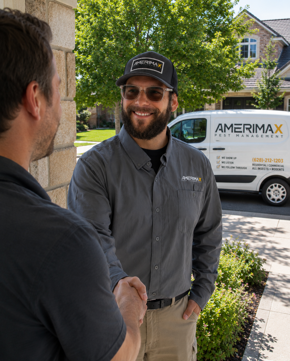 Amerimax team member shaking hands with a customer
