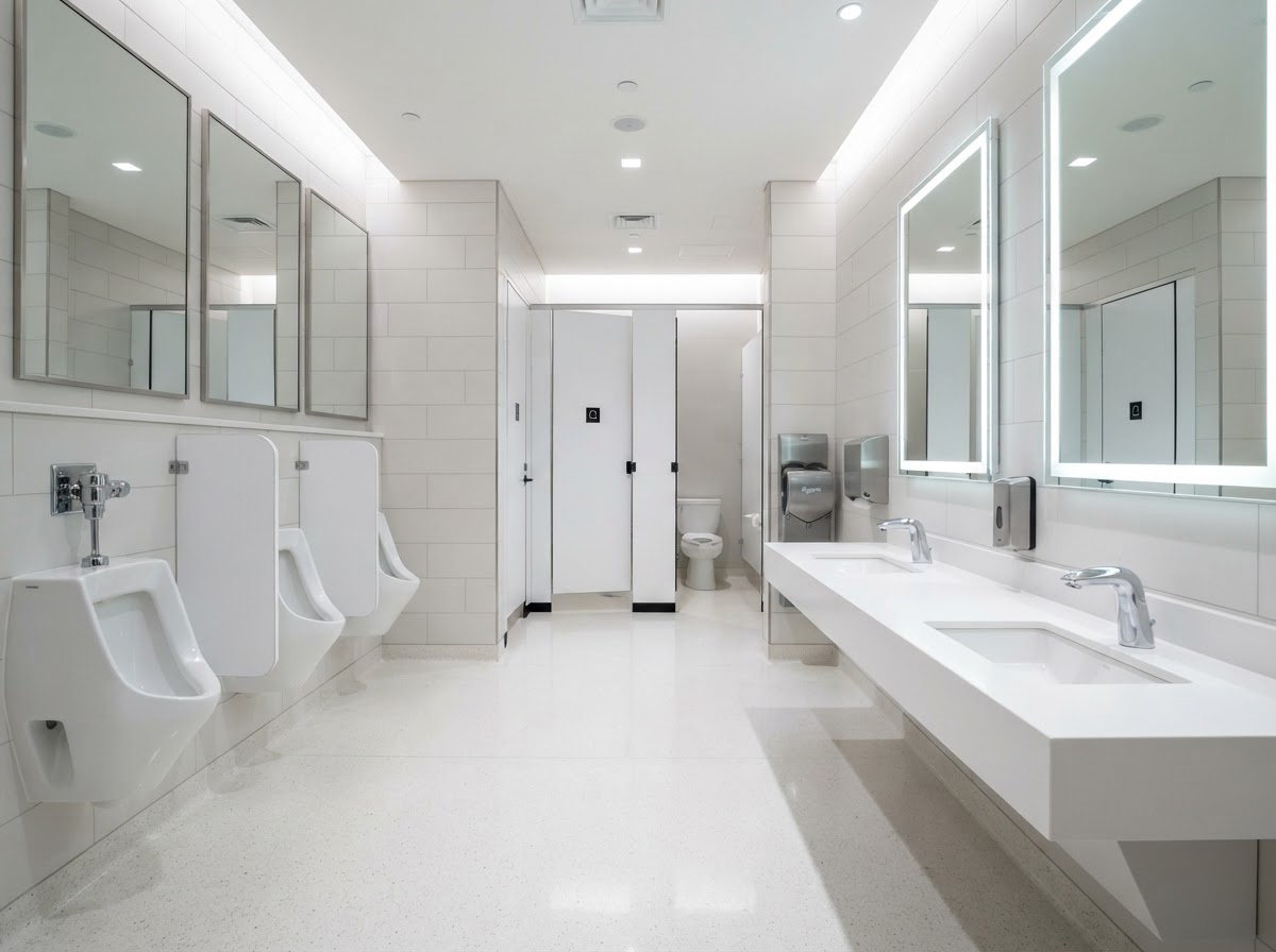 Spotless commercial restroom