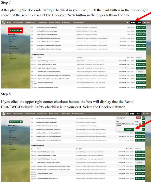 Step 7 & 8: Checkout and Confirm Cart