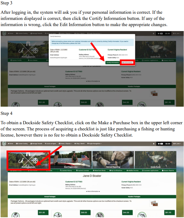 Step 3 & 4: Certify Information and Make a Purchase