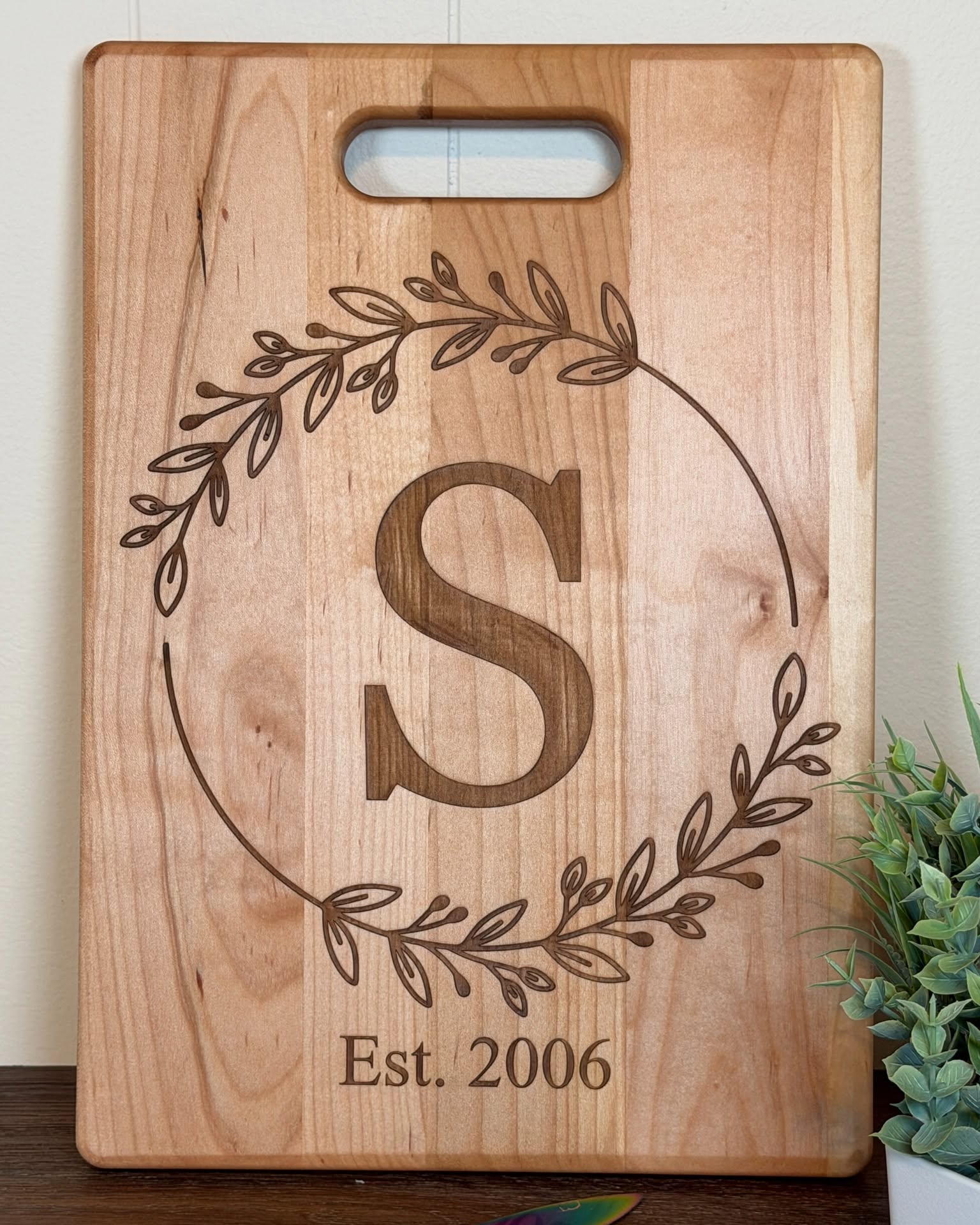 Custom engraved cutting board example