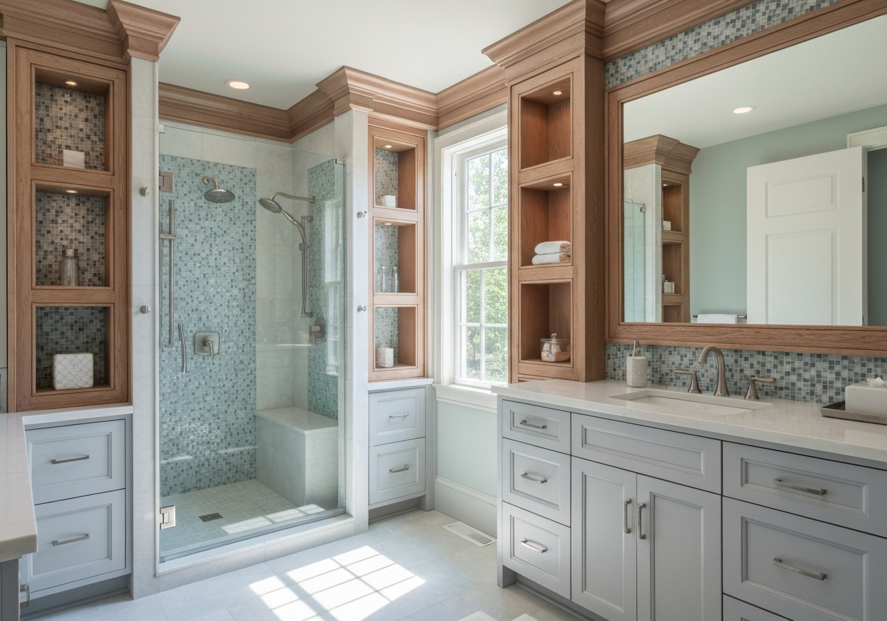 High-end bathroom remodel with walk-in shower