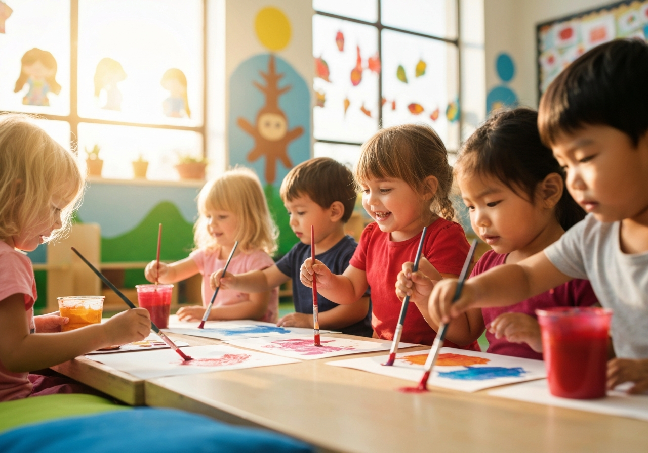 Children doing arts and crafts