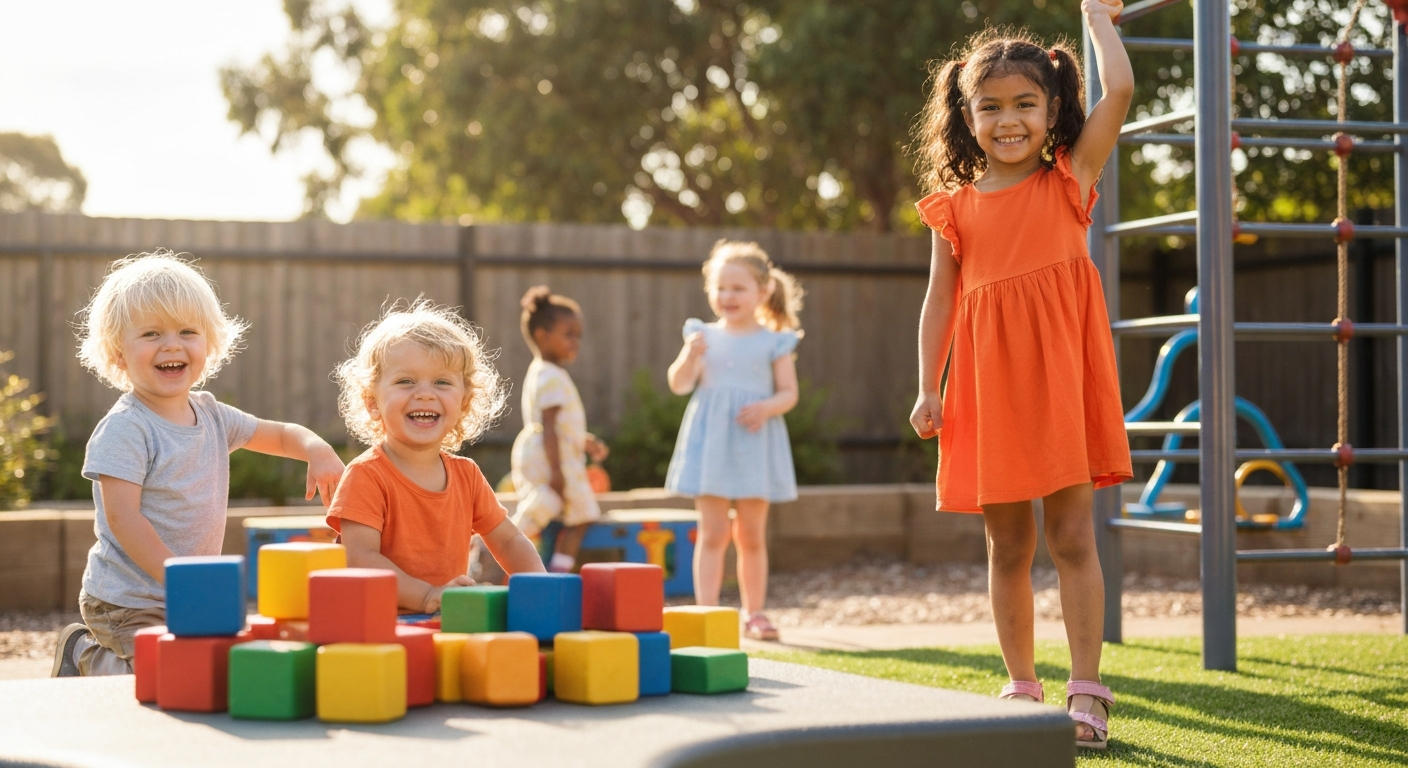 Happy children playing outdoors