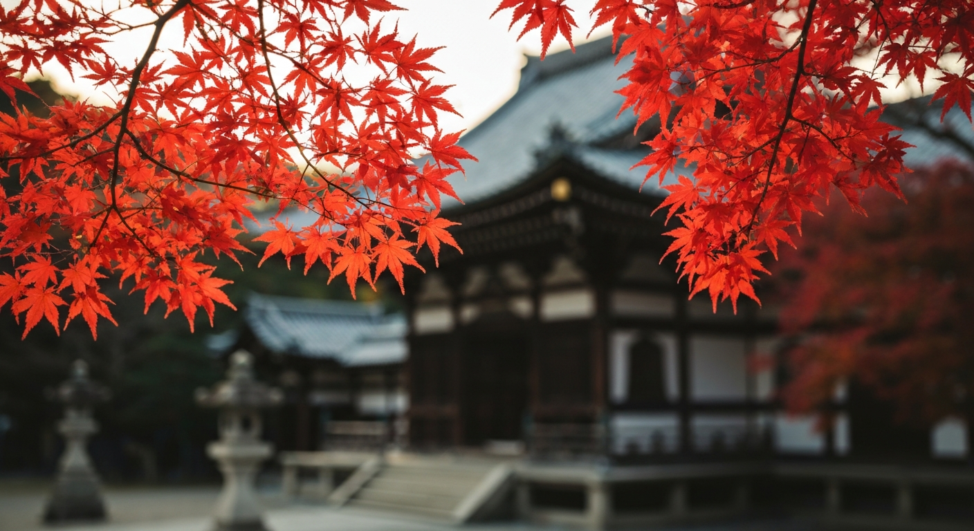 Détail poétique de feuilles d'érable rouges au Japon