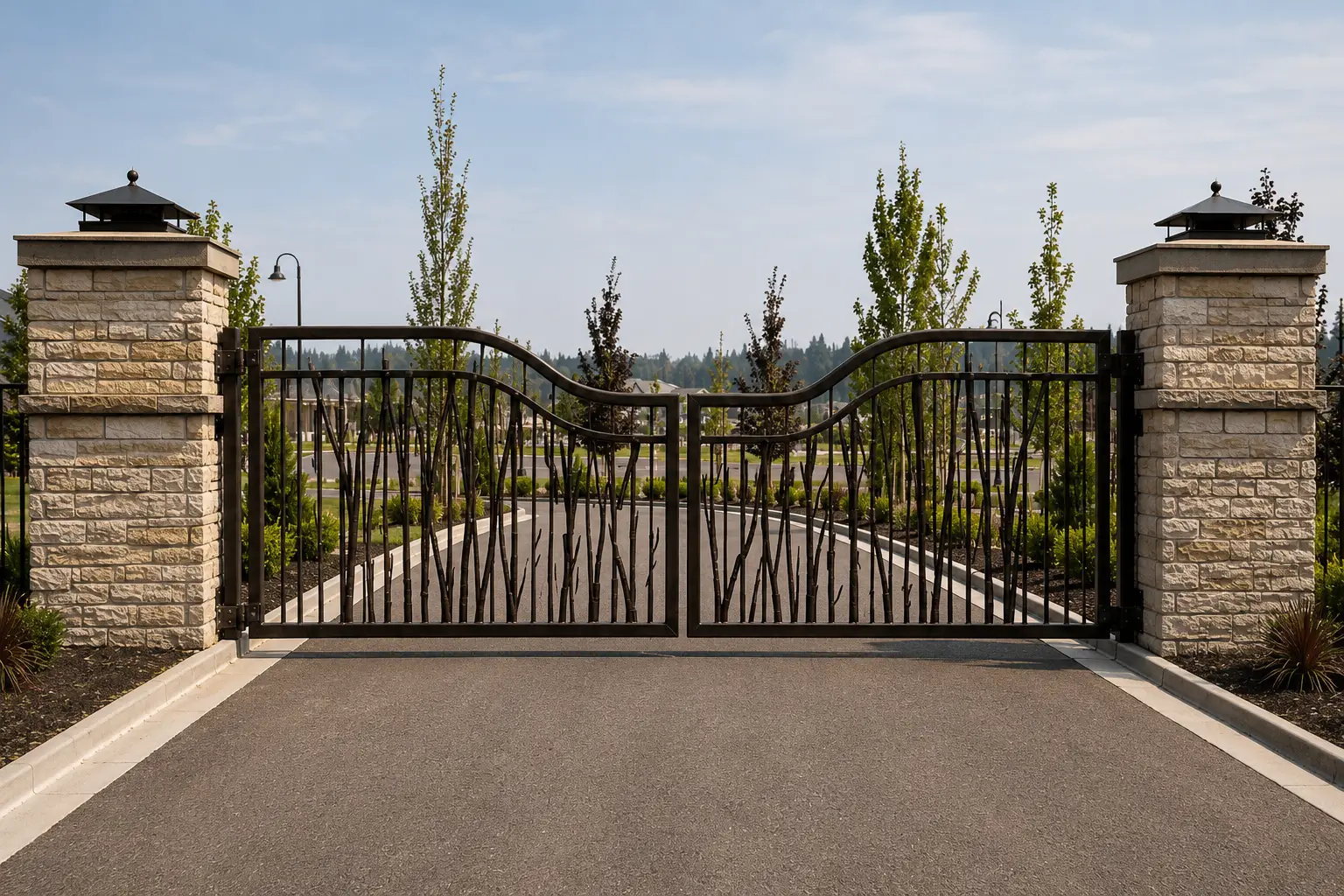 Iron gate with cattail design in Eagle, Idaho