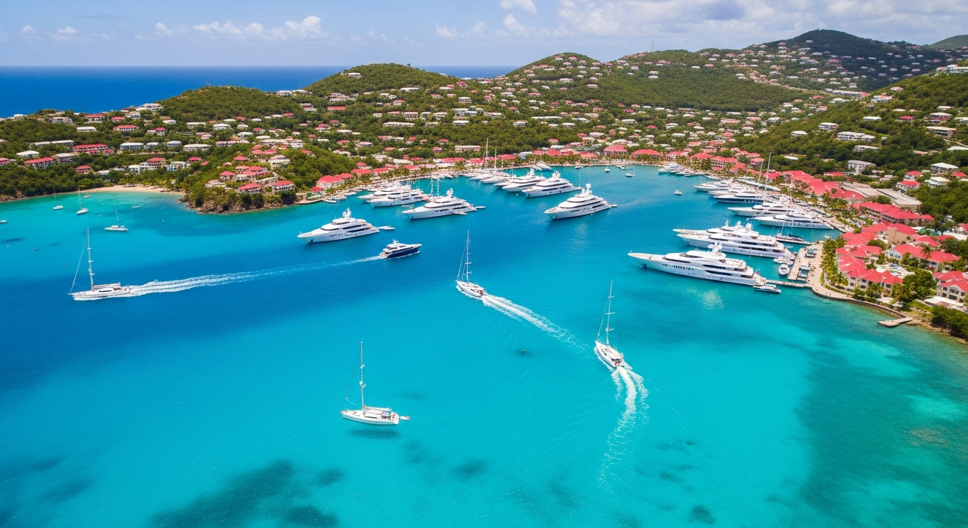 St. Barth Gustavia Harbor with Megayachts