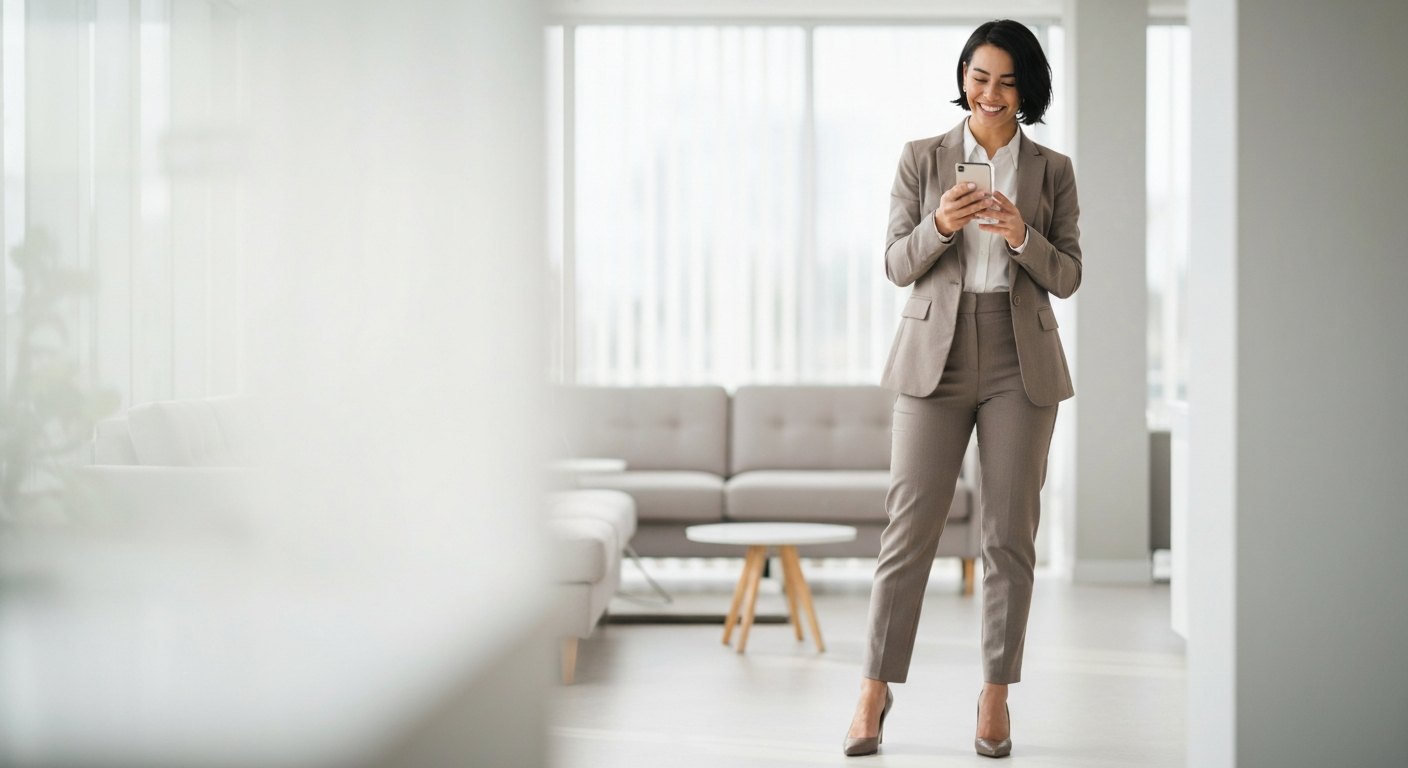 Business owner checking automated review requests on phone