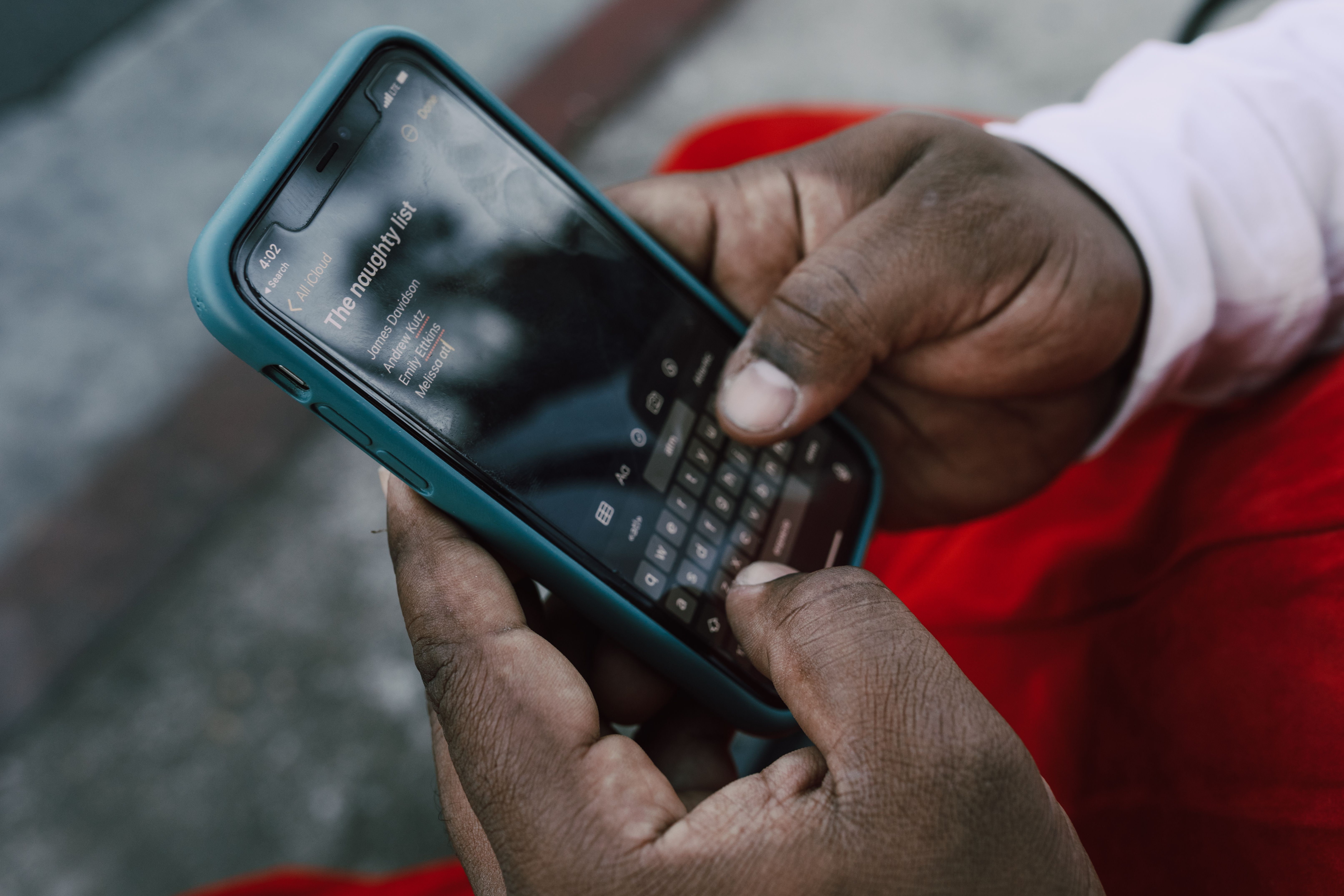 Business owner checking phone