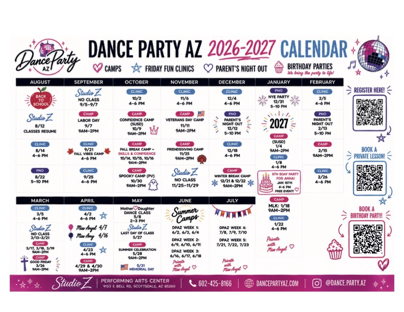 Dance Party AZ 2026-2027 Event Calendar