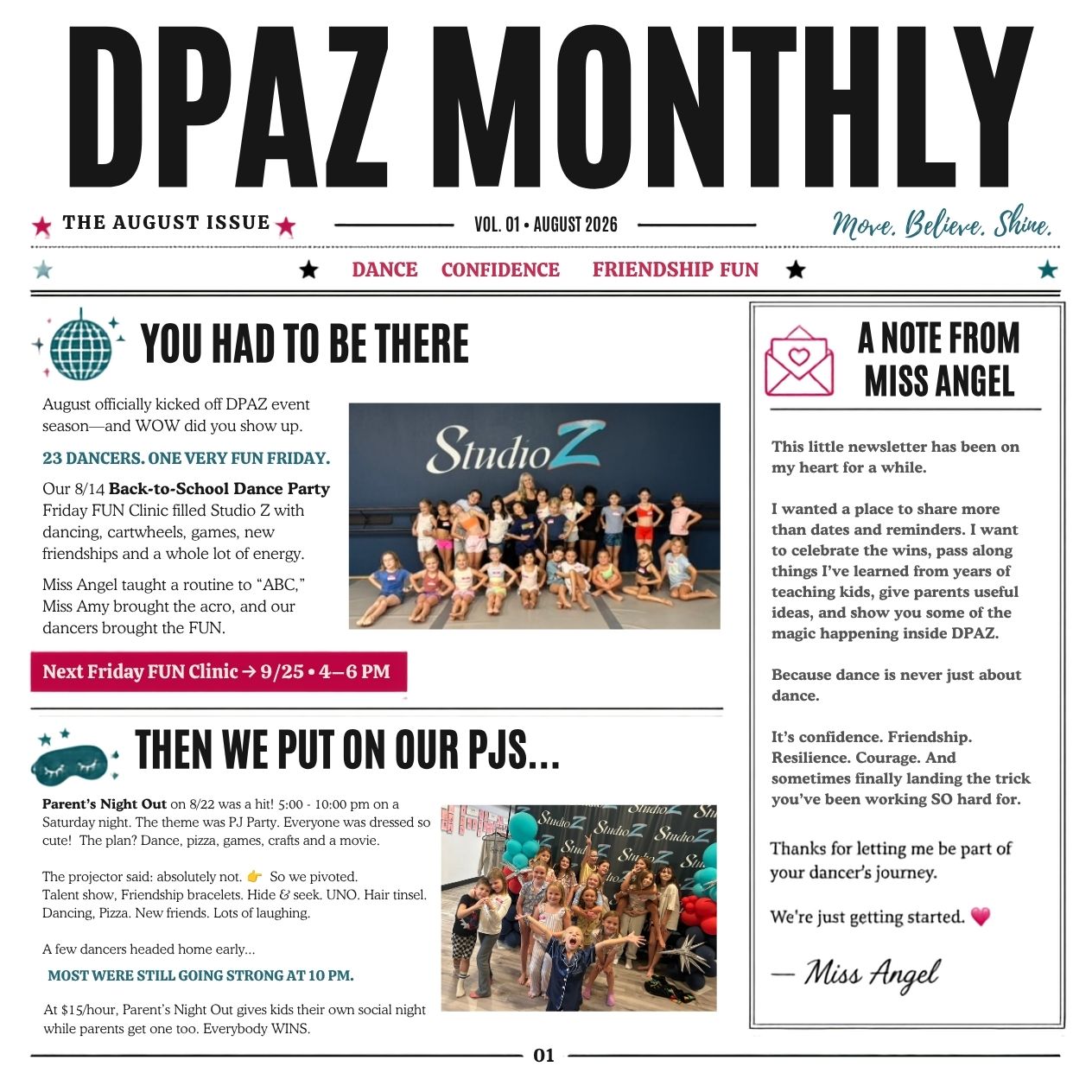 DPAZ Monthly Newsletter - Page 1 - The August Issue - You Had To Be There & A Note From Miss Angel