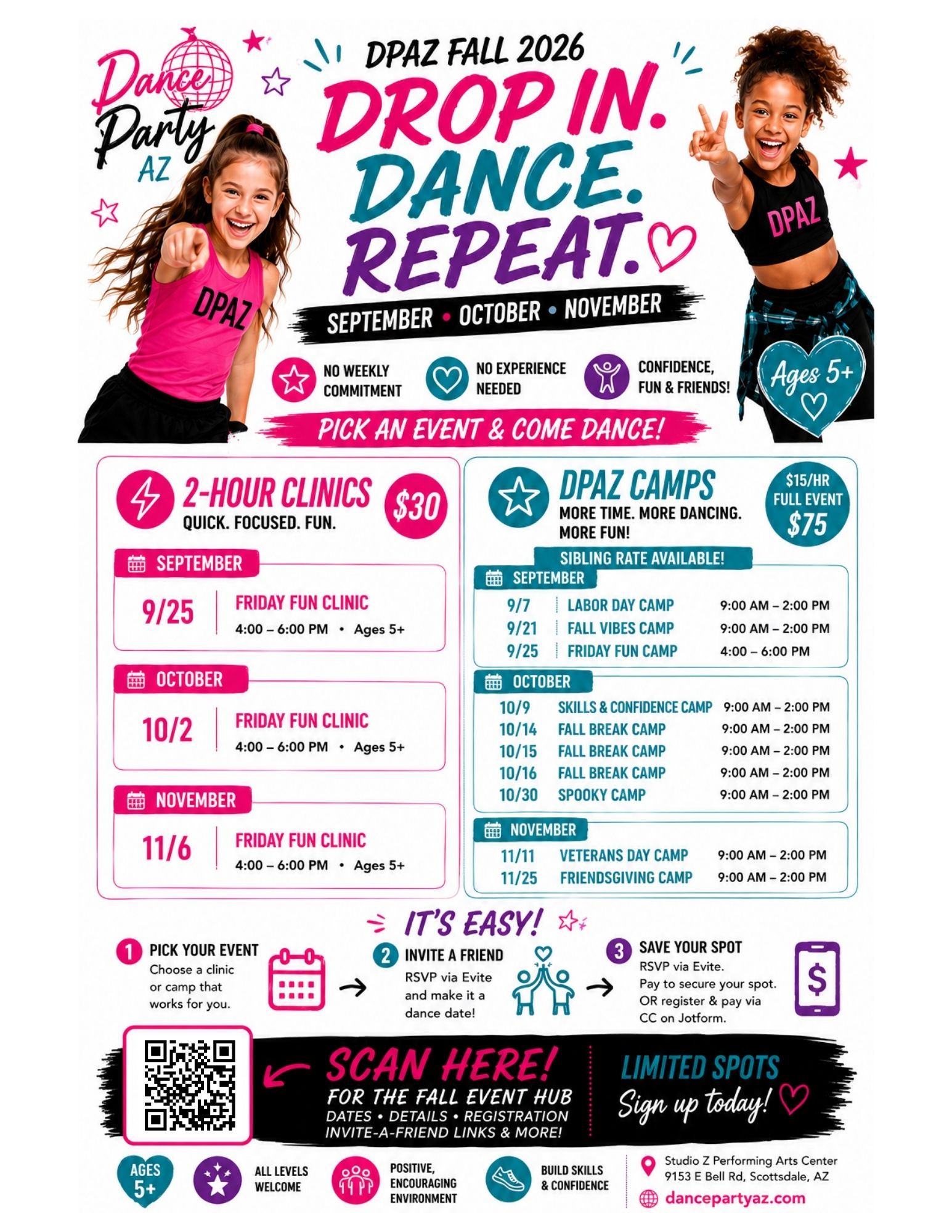 DPAZ Fall 2026 Drop In. Dance. Repeat. Event Schedule & Details